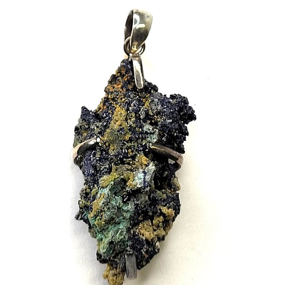 Azurite Malachite Pendant Statement Blue Rocks Pendant - Picture 1 of 16